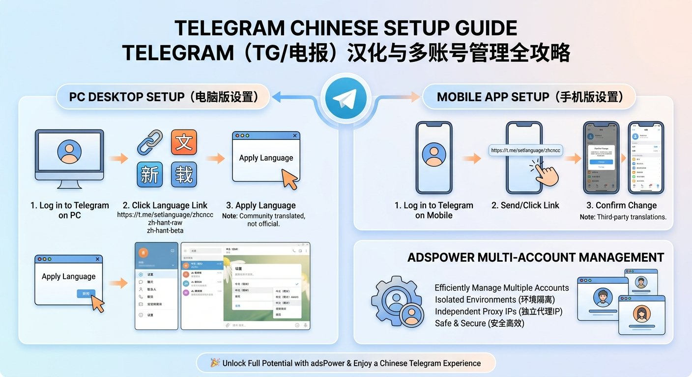 Telegram（电报/TG）汉化与多账号管理全攻略（封面图）